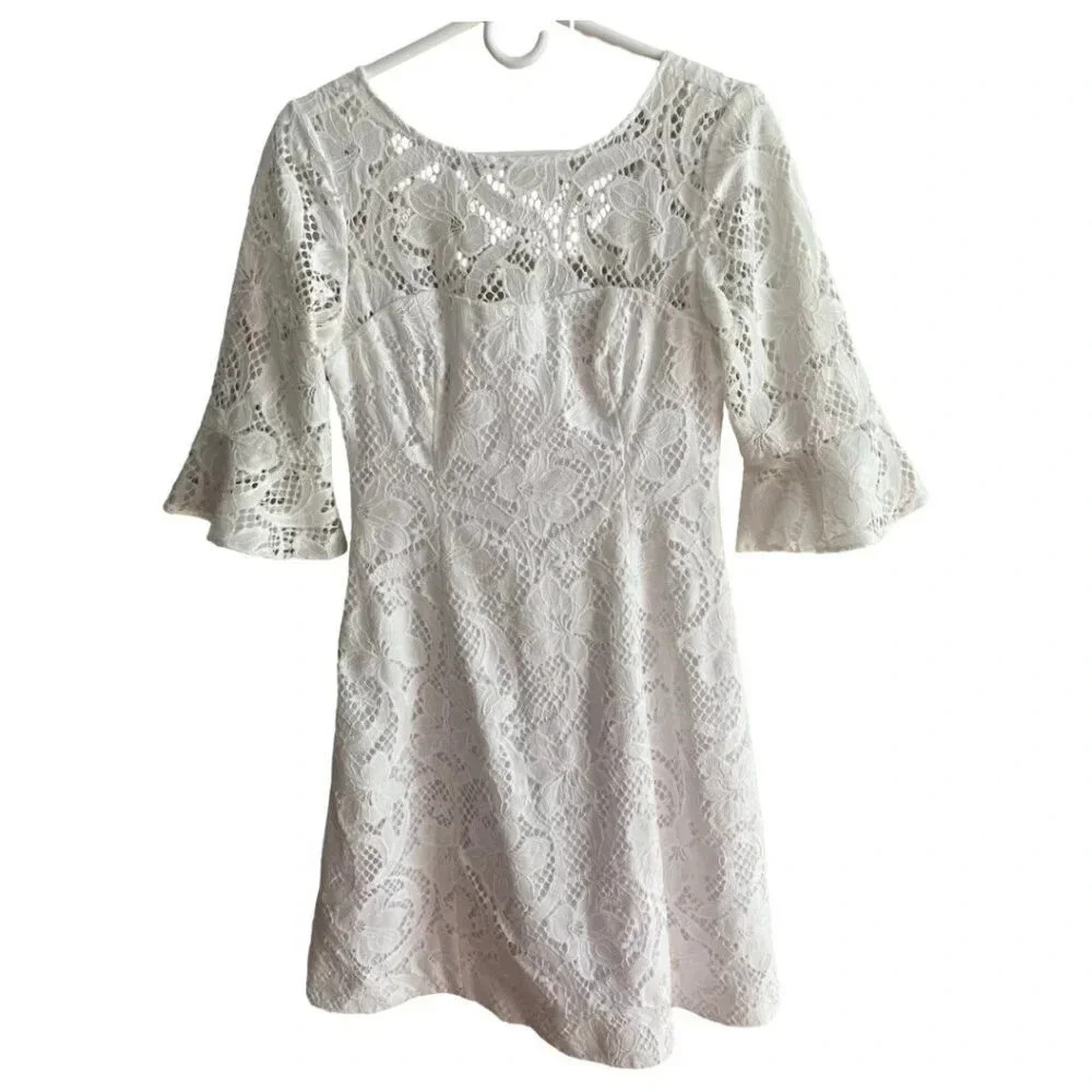 Lilly Pulitzer Allyson Lace Fit and Flare Short Dress Size 0 Bridal - Picture 3 of 16